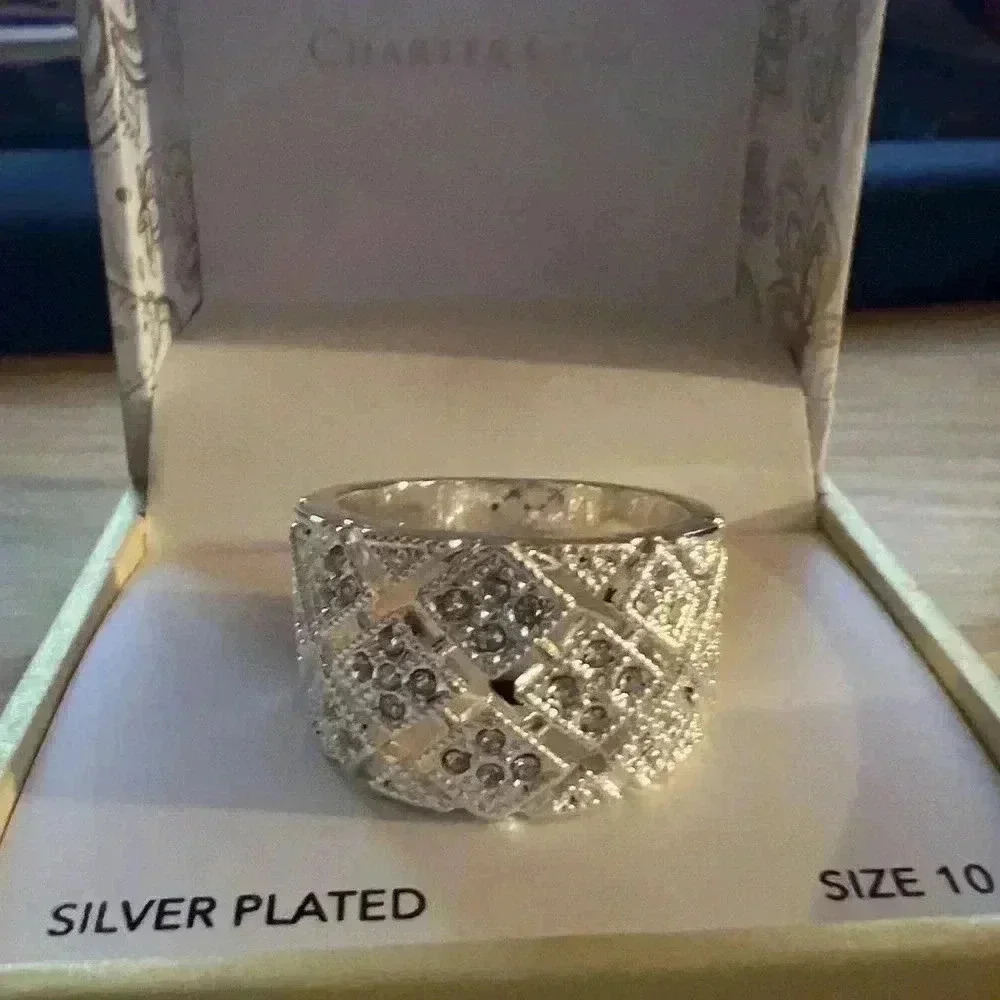 Charter Club Silver Plated Ring Size 10 New in Box